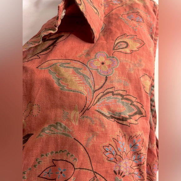 Vintage Paisley print Jones New York 100% Linen blouse - Picture 6 of 9